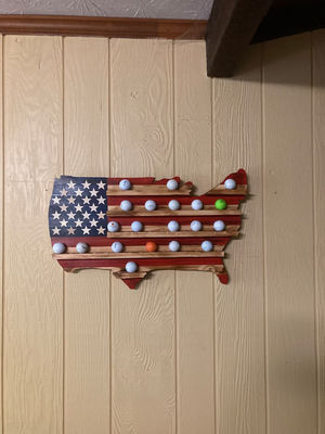 Wooden American Flag Golfball Holder for Golfball Display in Living Room