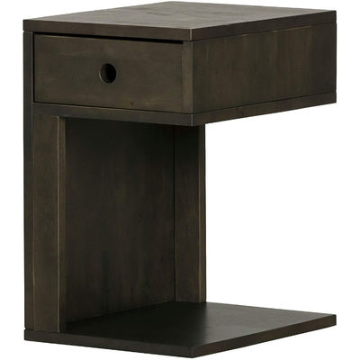 12.5 x 15.75 x 19.75 inches Varnished Nightstand with One Drawer Wooden Bedside Table