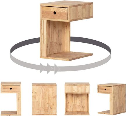 12.5 x 15.75 x 19.75 inches Varnished Nightstand with One Drawer Wooden Bedside Table