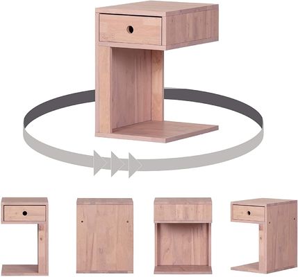 12.5 x 15.75 x 19.75 inches Varnished Nightstand with One Drawer Wooden Bedside Table