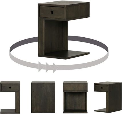 12.5 x 15.75 x 19.75 inches Varnished Nightstand with One Drawer Wooden Bedside Table