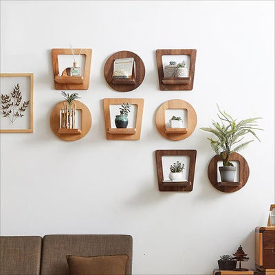 Indoor Plant Stand Wooden Plant Hanger Rustic Display Shelf with Customized Logo