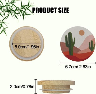 8 Pack Silicone Sealing Rings with Custom Size Colorful Boho Patterns and Bamboo Lids