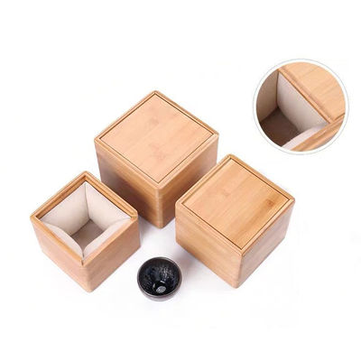 Logo Engraving Slide Lid Bamboo Square Wooden Box for Custom Gifts and Packaging