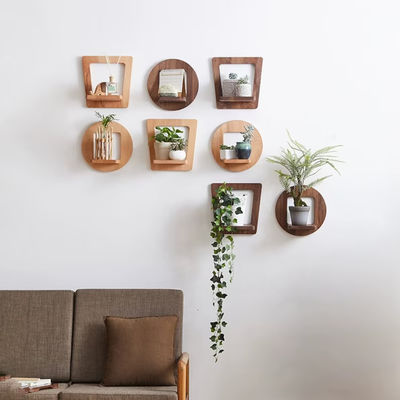 Indoor Plant Stand Wooden Plant Hanger Rustic Display Shelf with Customized Logo