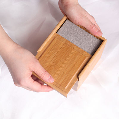 Logo Engraving Slide Lid Bamboo Square Wooden Box for Custom Gifts and Packaging