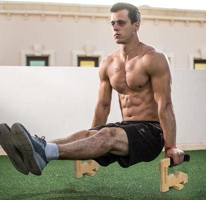 Wooden Pull Up and Push Up Handles Resistance Band Holder Non-slip Calisthenics Equipment