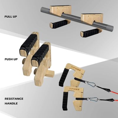 Wooden Pull Up and Push Up Handles Resistance Band Holder Non-slip Calisthenics Equipment