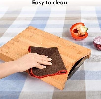 Stylish Bamboo Cutting Board with Trays and Slide Out Drawer 13.4 x 9.4 x 1.6 inches