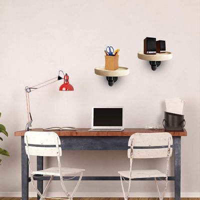 Mail Packing N Small Round Floating Solid Wood Corner Shelves for Household Room Decor