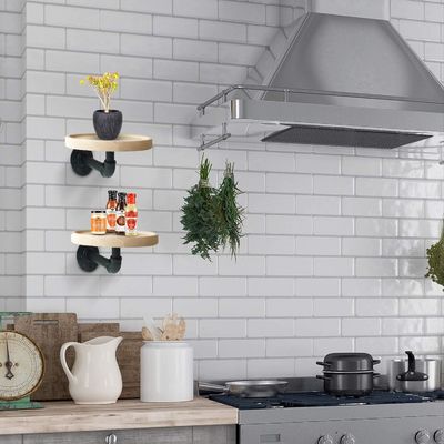 Mail Packing N Small Round Floating Solid Wood Corner Shelves for Household Room Decor