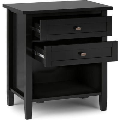 Bedroom Furniture Modern Design Rustic 24&quot; Black Wide Night Stand Solid Wood Nightstand