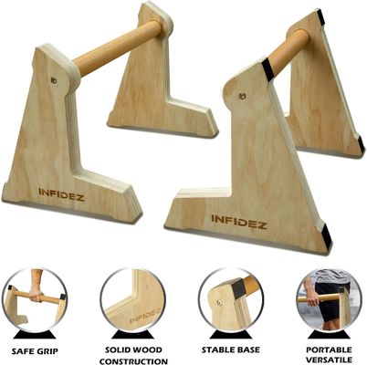 20x12 inch Wooden Parallettes and Push Up Bars for Non-Slip Gymnastic Handstand Workouts