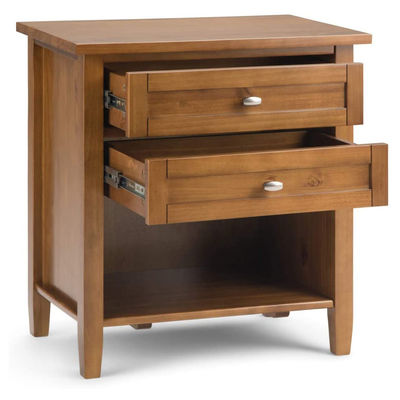 Bedroom Furniture Modern Design Rustic 24&quot; Black Wide Night Stand Solid Wood Nightstand