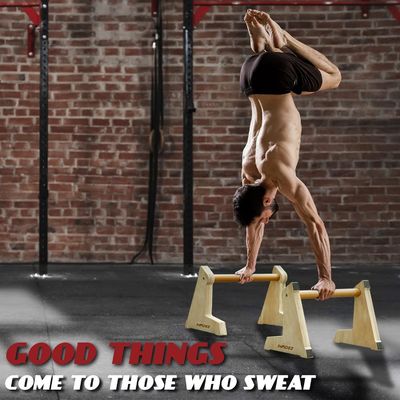 20x12 inch Wooden Parallettes and Push Up Bars for Non-Slip Gymnastic Handstand Workouts