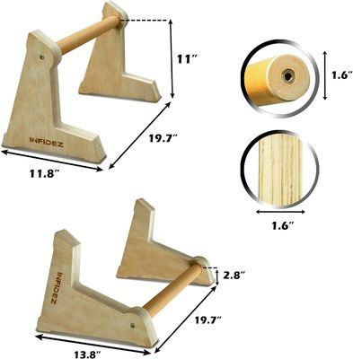 20x12 inch Wooden Parallettes and Push Up Bars for Non-Slip Gymnastic Handstand Workouts