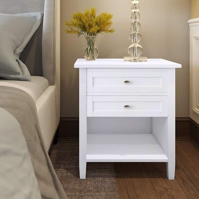 Bedroom Furniture Modern Design Rustic 24&quot; Black Wide Night Stand Solid Wood Nightstand