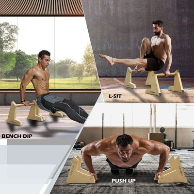 20x12 inch Wooden Parallettes and Push Up Bars for Non-Slip Gymnastic Handstand Workouts