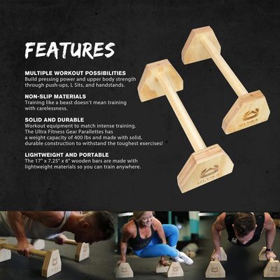 OEM/ODM 202405 Ultra Fitness Wood Parallettes Set for L Sits and Handstand Push ups