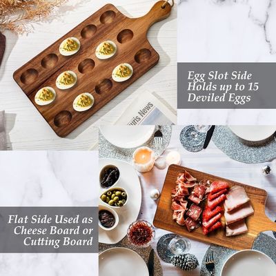 Reversible Wooden Deviled Egg Platter As Your Request Acacia Charcuterie Board