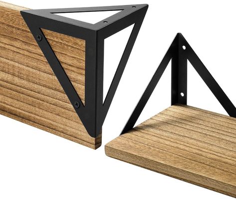 Modern Design Black Metal Wood Wall Shelves Floating Wooden Storage Shelf for Bathroom