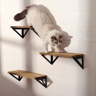 Modern Design Black Metal Wood Wall Shelves Floating Wooden Storage Shelf for Bathroom