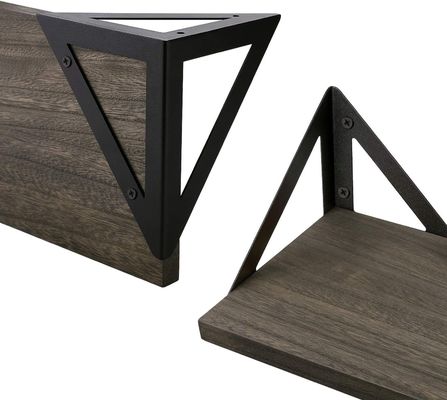 Modern Design Black Metal Wood Wall Shelves Floating Wooden Storage Shelf for Bathroom