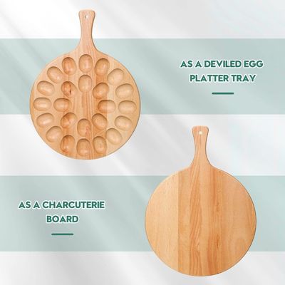 Wooden Deviled Egg Platter and Charcuterie Board for Easter Christmas Functional Design