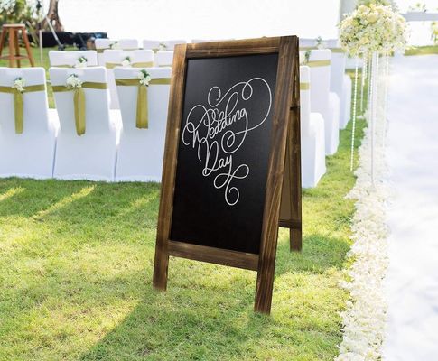 Burned Wood Double Sided Standing Chalkboard for Coffee Shop and Restaurant Menu