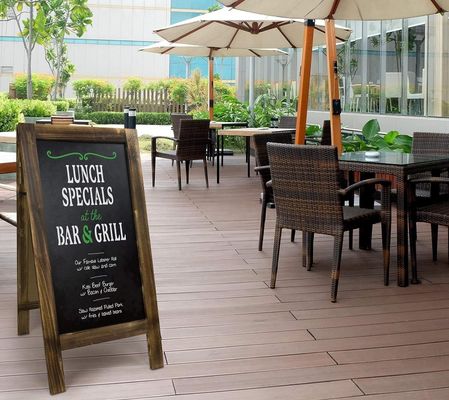 Burned Wood Double Sided Standing Chalkboard for Coffee Shop and Restaurant Menu