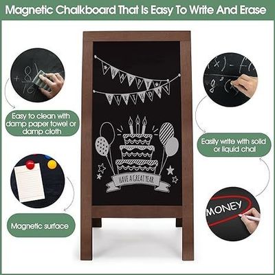 Burned Wood Double Sided Standing Chalkboard for Coffee Shop and Restaurant Menu