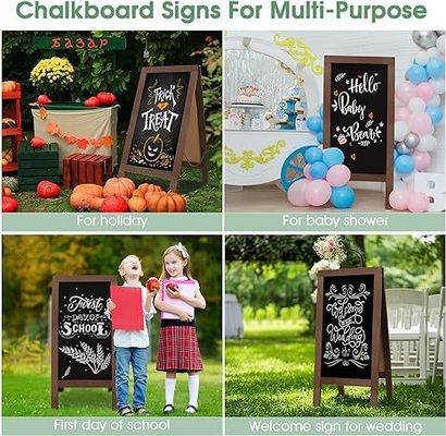 Burned Wood Double Sided Standing Chalkboard for Coffee Shop and Restaurant Menu