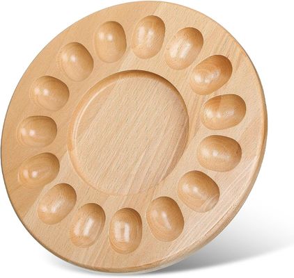 OEM 15 Holes Reversible Wood Deviled Egg Platter Charcuterie Board Thicken Egg Tray Chicken Egg Containers