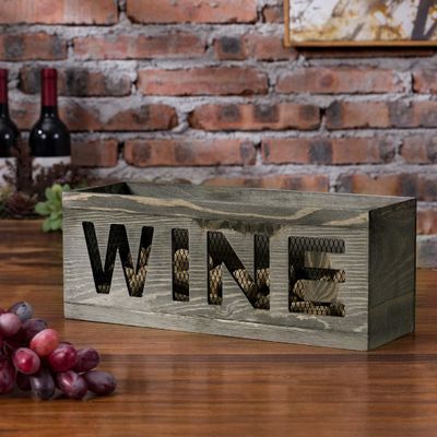 Save Space Wall Mounted Vintage Gray Weathered Wood Open Top Cork Holder Wooden Box with Metal Wire Mesh