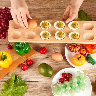 Thanksgiving Day Deviled Egg Tray Save Space with This Wooden Platter Holder 12 Holes