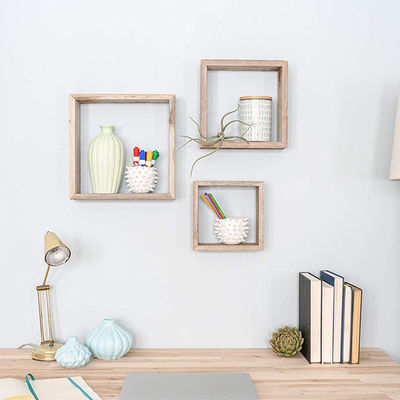 Organize Your Space with 3 Classic Natural Solid Wood Wall Mounted Floating Shelf