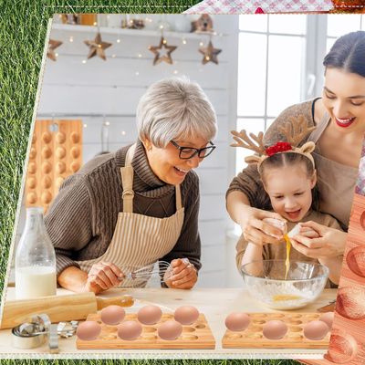 24 Holes Reversible Wood Deviled Egg Platter Charcuterie Board for Serving Vegetables