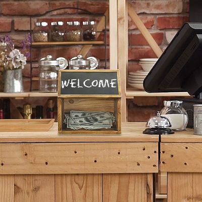 Toys Organizer Multifunction Ballot Drop Box with Chalkboard Label and Acrylic Window