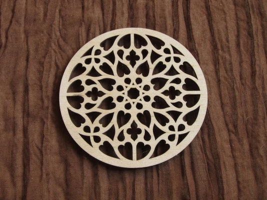 Unique Wooden Rosette Coasters for Coffee Cup in Natural Birch and Gothic Rustic Design