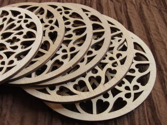 Unique Wooden Rosette Coasters for Coffee Cup in Natural Birch and Gothic Rustic Design