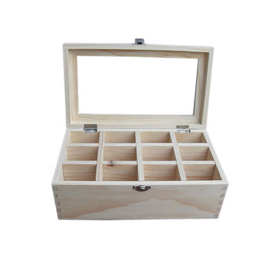 Clear Lid Wood Tea Storage Box for Printing Laser Engrave Natural Eco-Friendly Design