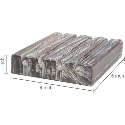 Painted Brown 4 Row Torched Wood Military Challenge Coin Display Holder Stand 4x6x1inch