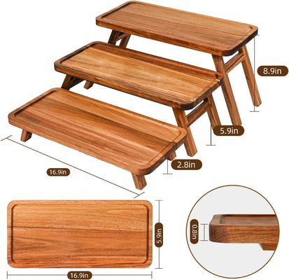 3 Tier Wooden Cupcake Tower Display Stand Acacia Wood Foldable Serving Tray for Part