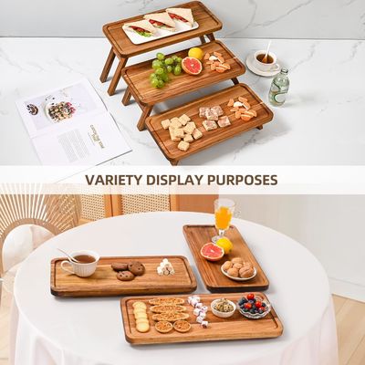 3 Tier Wooden Cupcake Tower Display Stand Acacia Wood Foldable Serving Tray for Part