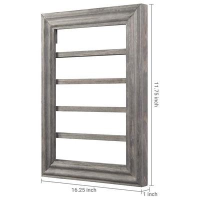 5-Tier Vintage Gray Wood Printing Burned Challenge Coin Display Rack for Wall Mount