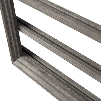 5-Tier Vintage Gray Wood Printing Burned Challenge Coin Display Rack for Wall Mount