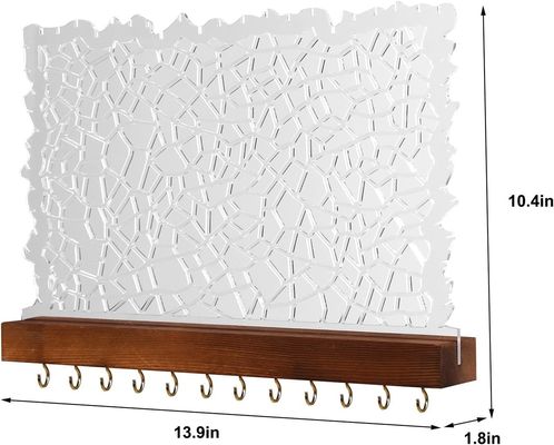 Functional Design Wooden Floating Shelf Acrylic Earring Display for Customized Logo