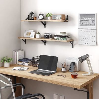 Popular Custom Size Color Set of 5 Rustic Wood Floating Shelves for Bathroom Decor