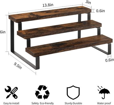 Wooden Display Stand Function Save Space 3 Tier Kitchen Counter Spice Rack Organizer