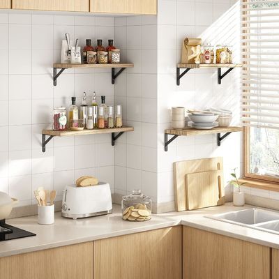 Popular Custom Size Color Set of 5 Rustic Wood Floating Shelves for Bathroom Decor